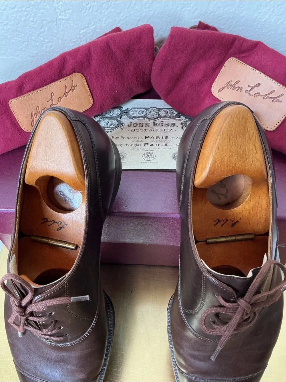 John Lobb- Men's Dark Brown Leather Derby Shoes - Classic Dress Style